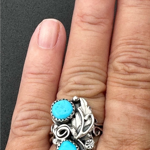 Silver Turquoise Ring 925 size 7 - Picture 4 of 9